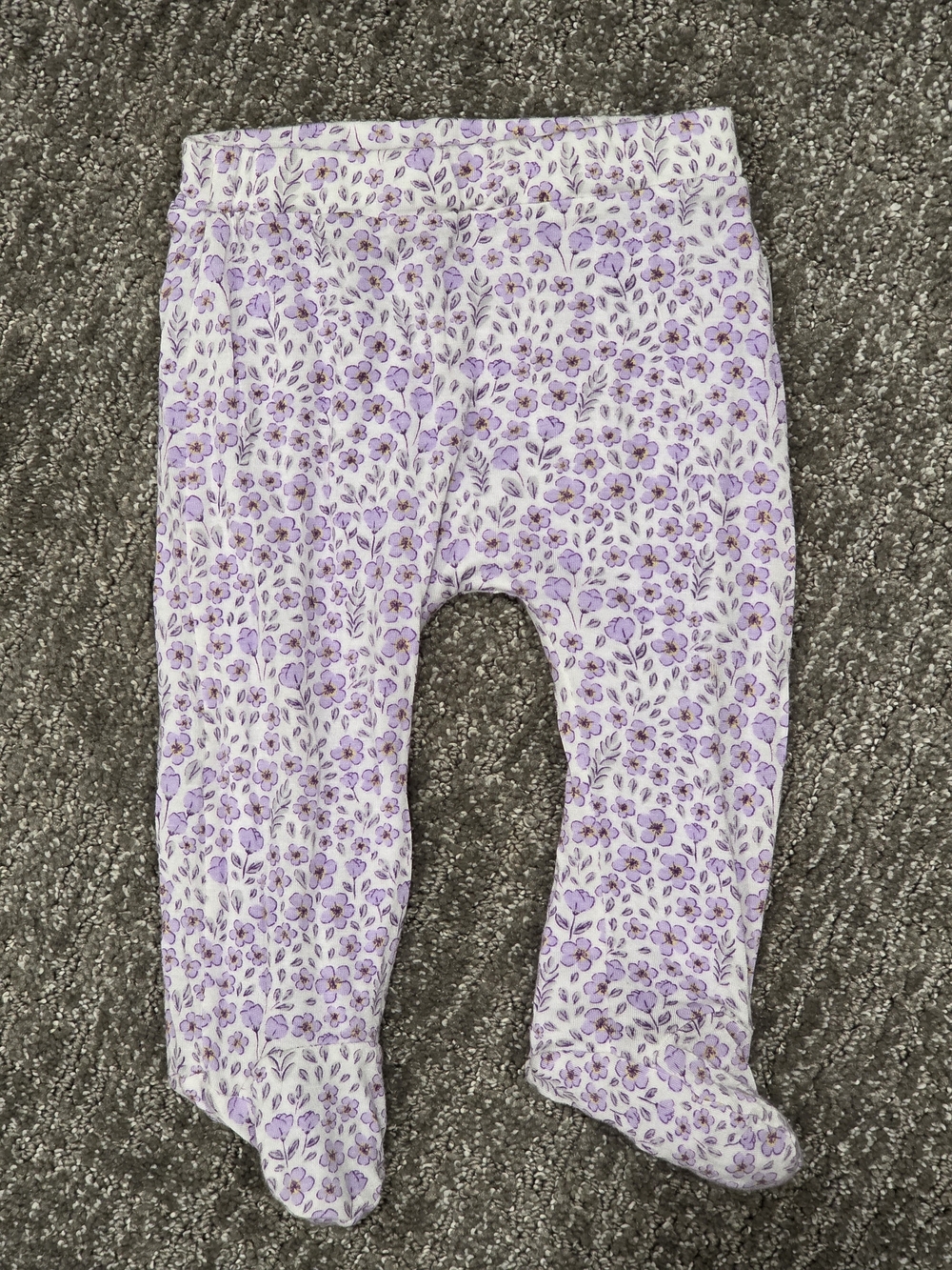 Purple Floral Footie Pants